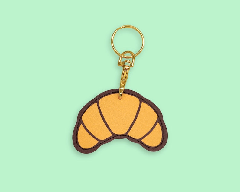 Croissant faux leather keyring