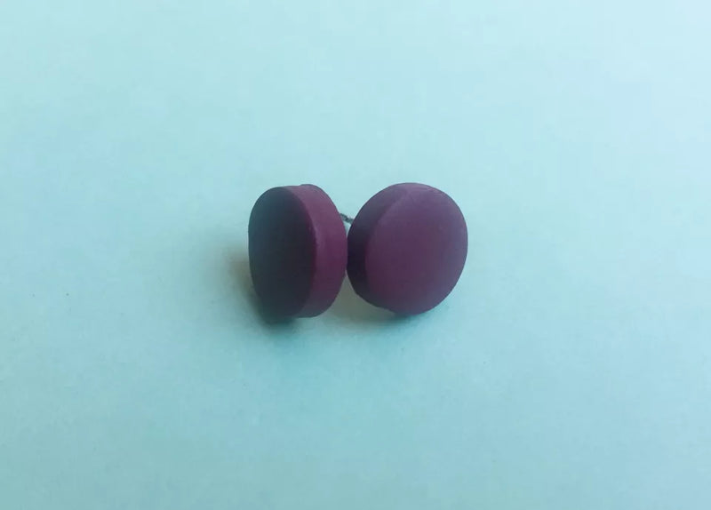 Circle polymer clay studs - burgundy