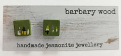 'Abstract' Jesmonite square studs - different colours available