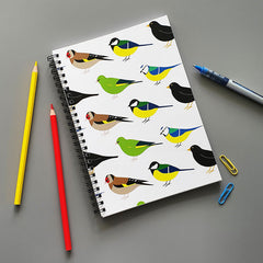 Garden birds wire bound lined notebook