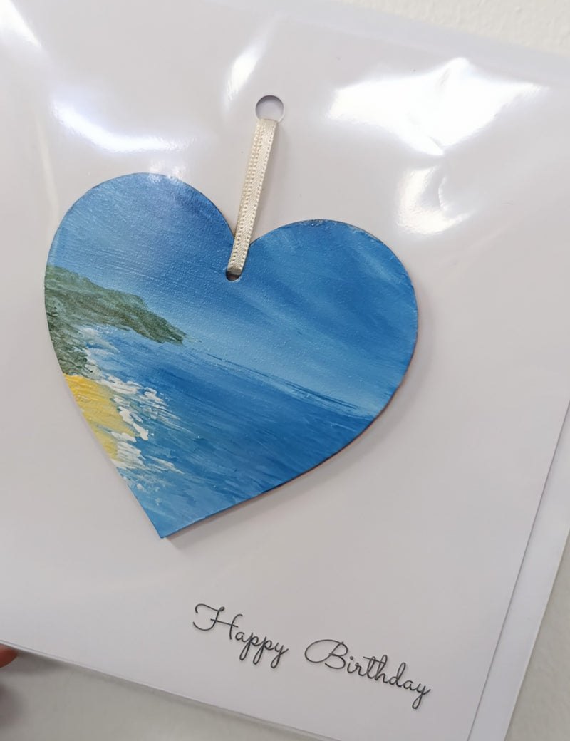 Happy birthday hand painted heart keepsake card