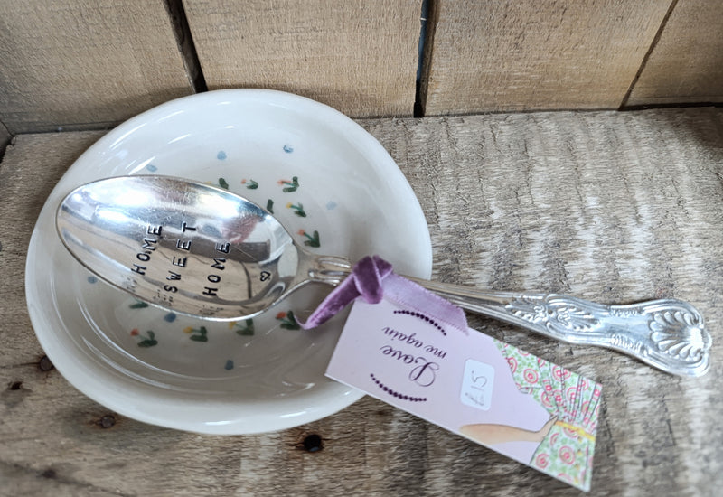 Ceramic spoon rest - hand painted floral (large)