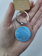 Hand painted wooden keyring