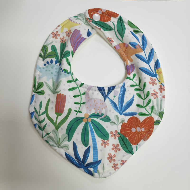 Dribble bib - flowers & dinosaur print