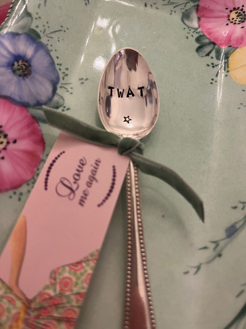 'Tw*t' - hand stamped vintage teaspoon