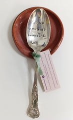 Ceramic spoon rest - brick pink glaze