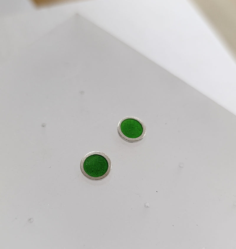 Sterling silver & enamel colourful studs - green