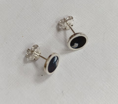 Sterling silver & enamel colourful studs - black & marble