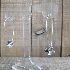 Sterling silver and 24 carat gold flower drop earrings
