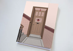 Tenement door in Pink greetings card
