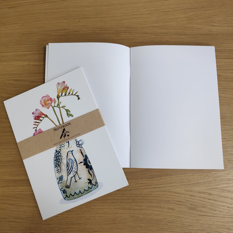Vintage Vase and Freesia A5 notebook