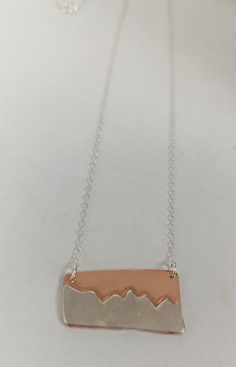 Sterling Silver & copper mountain range pendant