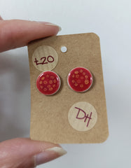 Ceramic dotty red stud earrings
