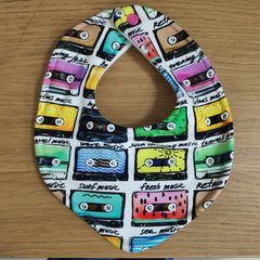 Dribble style bib - music tapes print