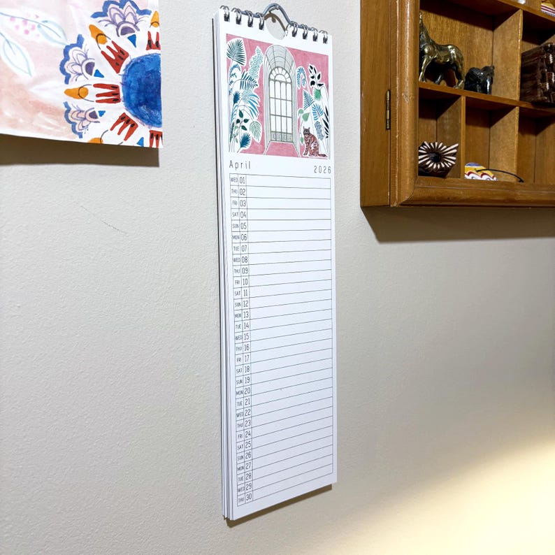 Illustrated long wall calendar