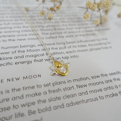 Sterling Silver & 22kt gold Lotus Moon pendant