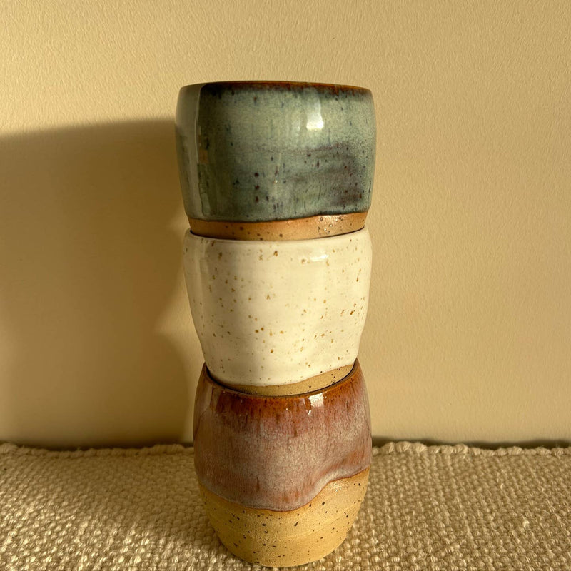 White speckled dimple coffee tumbler