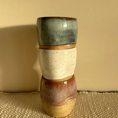 White speckled dimple coffee tumbler