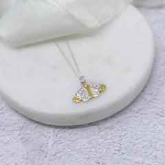 Sterling Silver & 22kt gold moon moth pendant