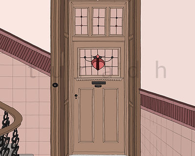 Tenement Door in Pink A4 print