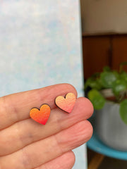 Ombre heart wooden studs