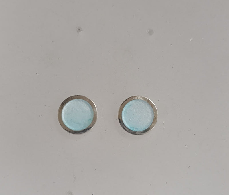 Sterling silver & enamel colourful studs - ice blue