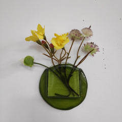Fused glass flower pocket vase - for fresh or dried