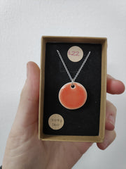 Ceramic orange circle pendant necklace