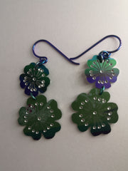 Aluminium & niobium double blossom earrings
