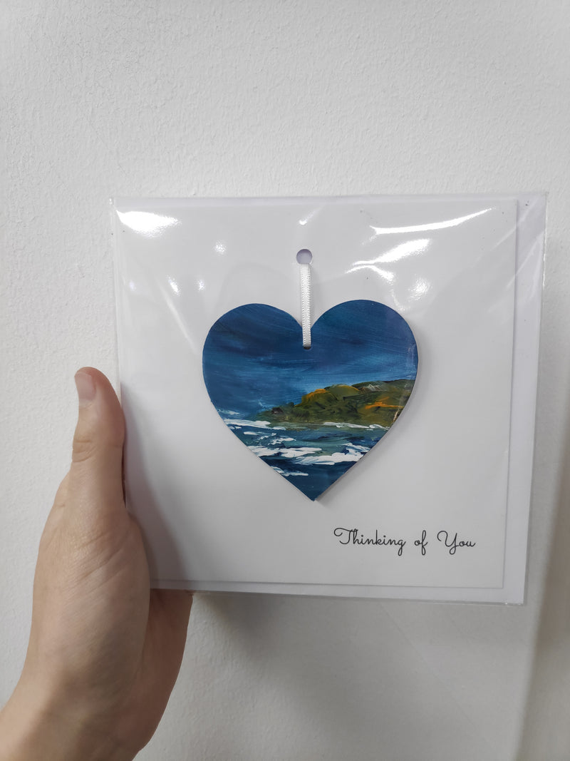 Thinking of you hand painted heart keepsake card