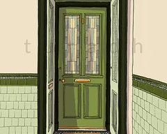 Tenement Door in Green A4 print