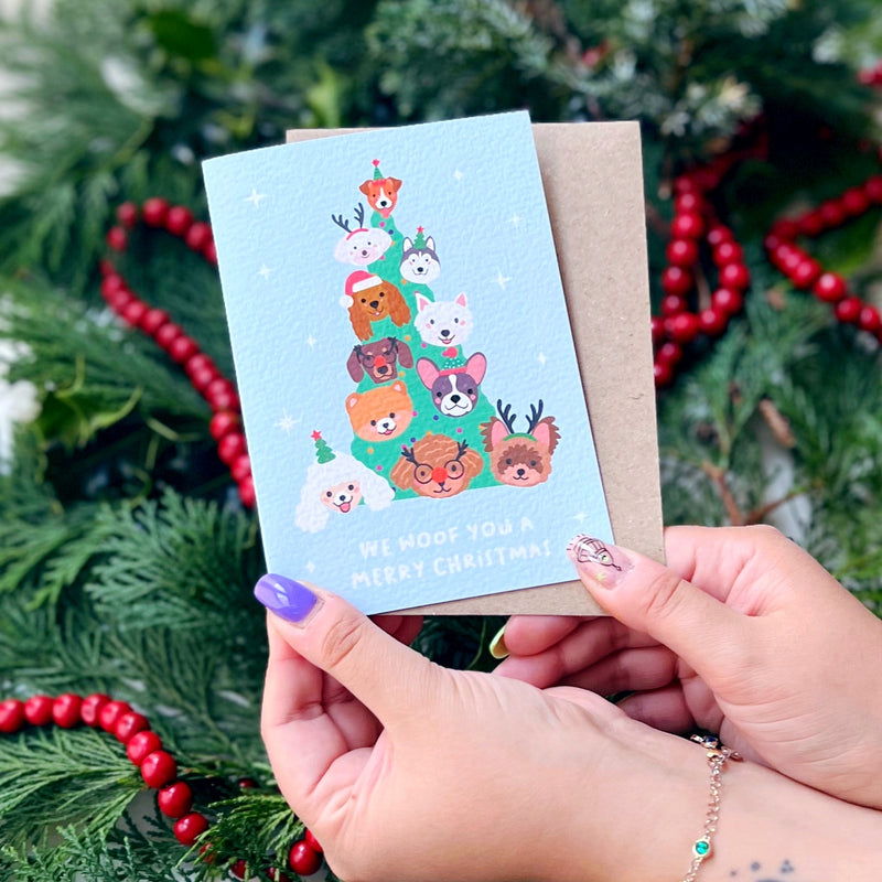 We Woof you a Merry Christmas dogs card
