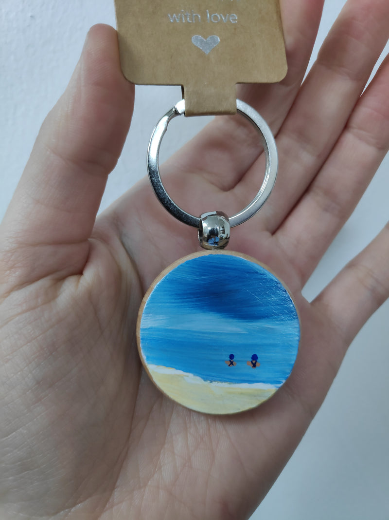 Hand painted wooden keyring