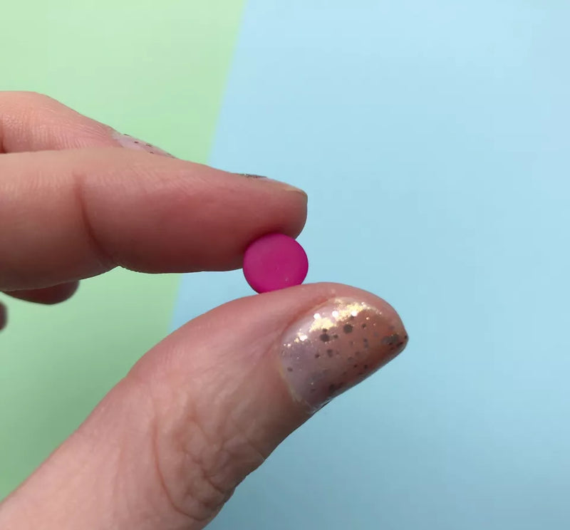 Mini circle polymer clay studs - pink