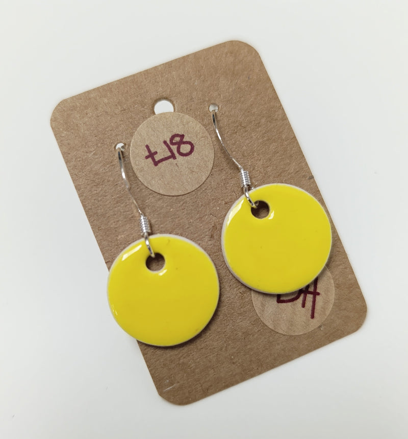 Ceramic yellow circle drop earrings
