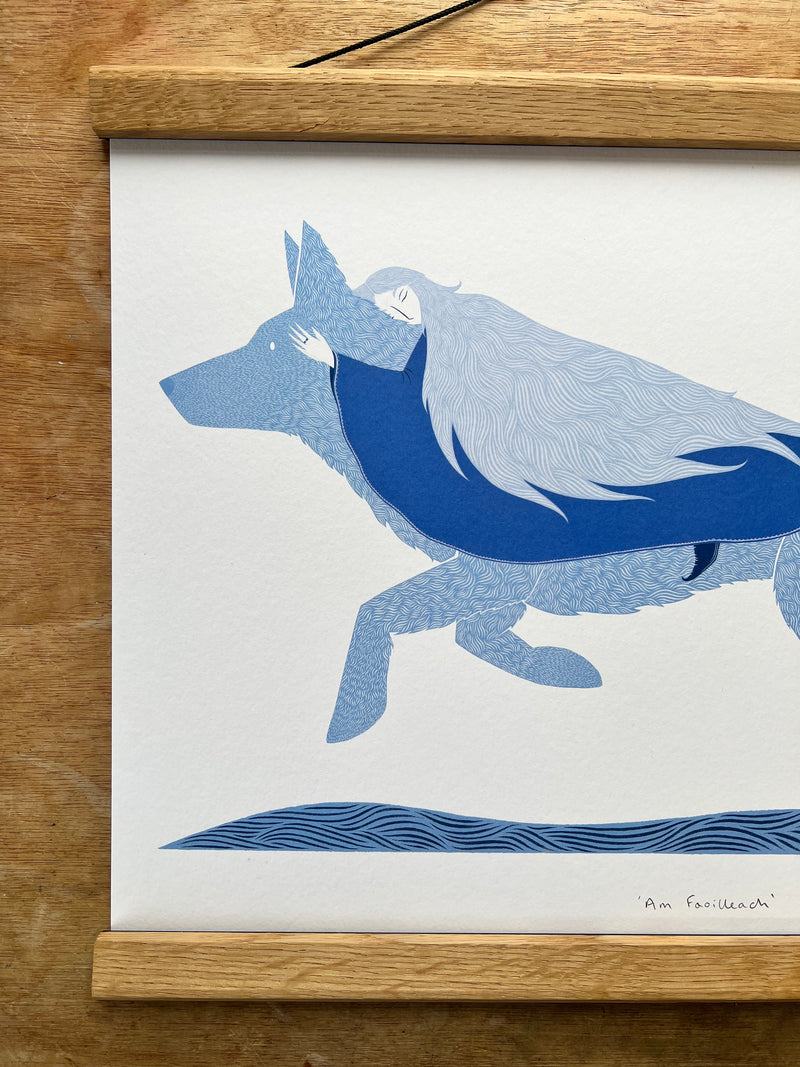 Am Faoilleach, Wolf and Scottish Goddess Folklore A3 Print