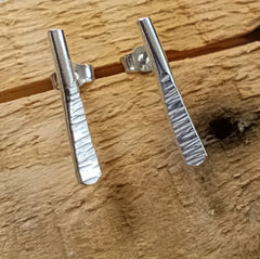 Sterling silver textured 'paddle' studs