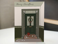 Snowy Boots Tenement Door Merry Christmas card