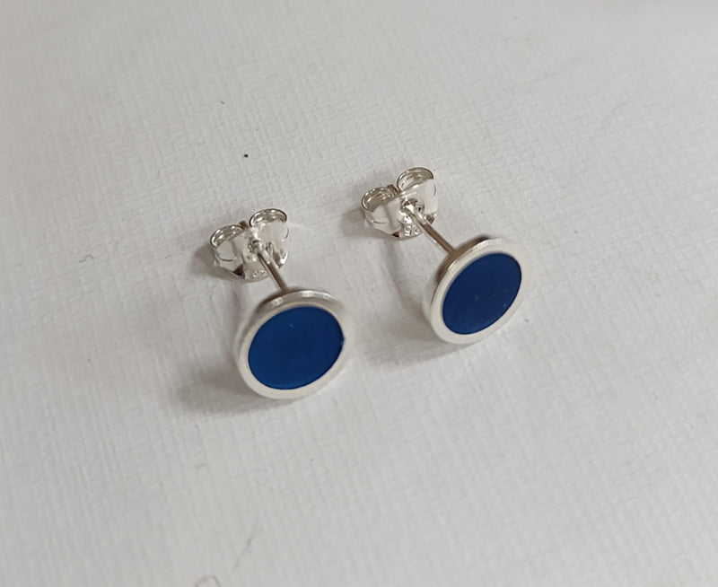 Sterling silver & enamel colourful studs - royal blue