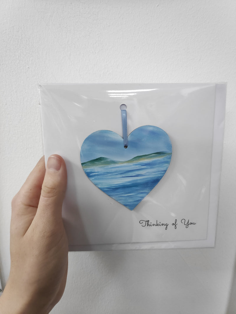 Thinking of you hand painted heart keepsake card