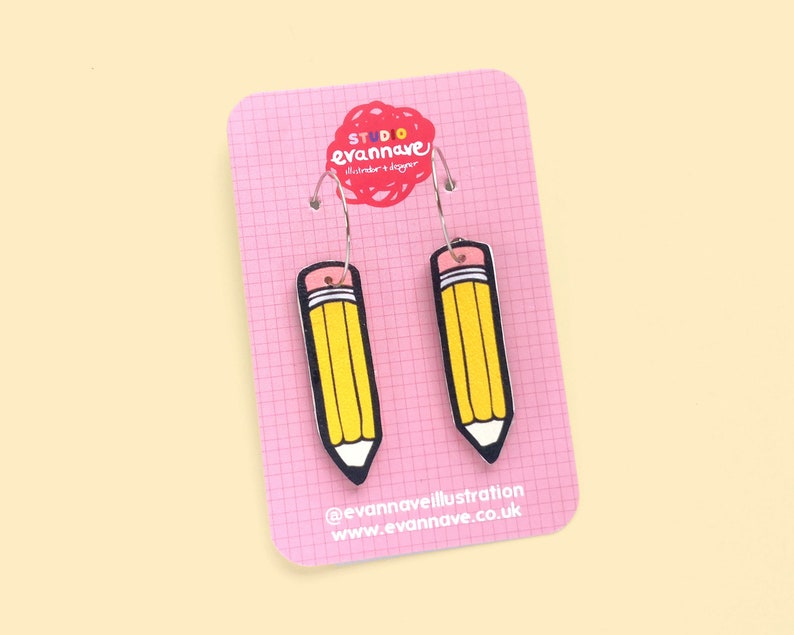 Pencil faux leather earrings