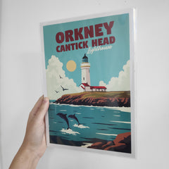 Orkney Cantick Head Lighthouse A4 travel poster print
