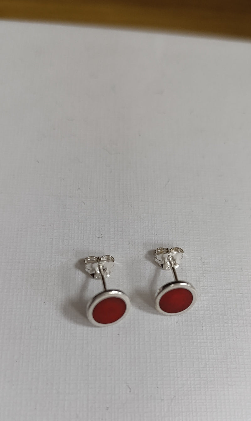 Sterling silver & enamel colourful studs - red