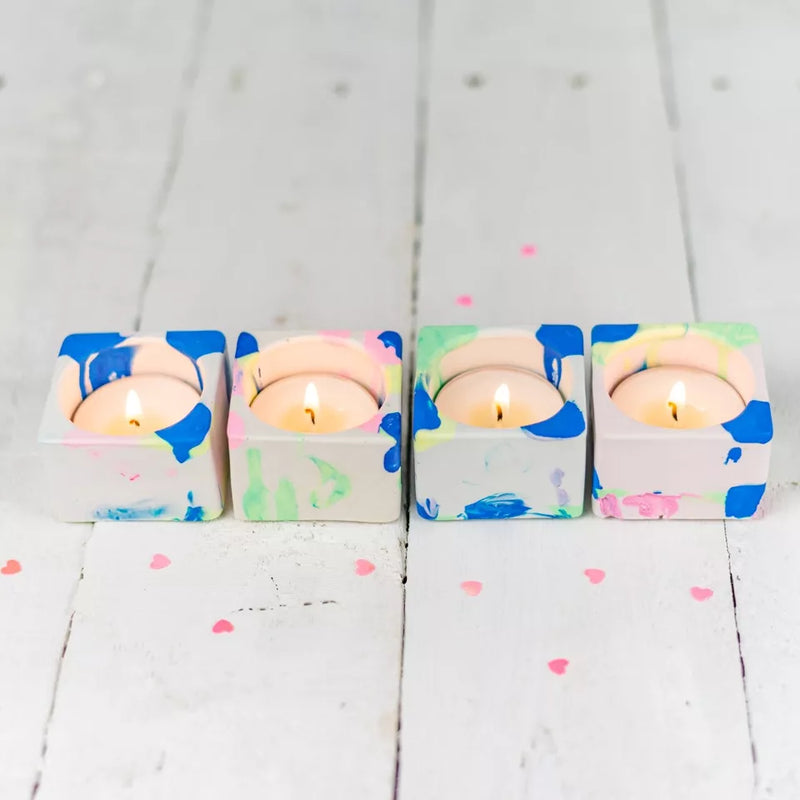 Marbled jesmonite tea light holder