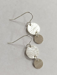 Sterling silver double circle drop earrings