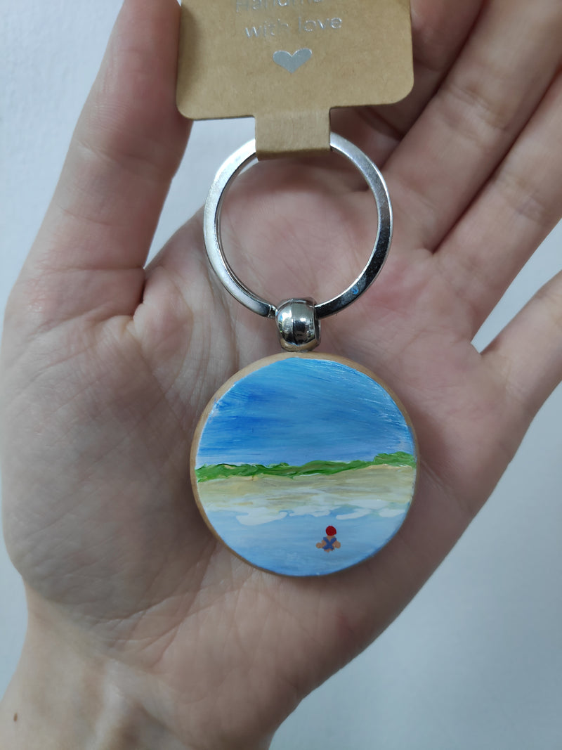 Hand painted wooden keyring