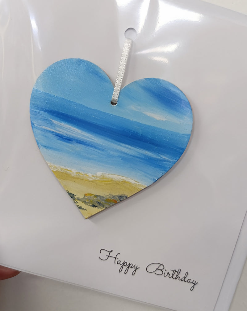 Happy birthday hand painted heart keepsake card