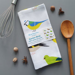 Garden birds tea towel