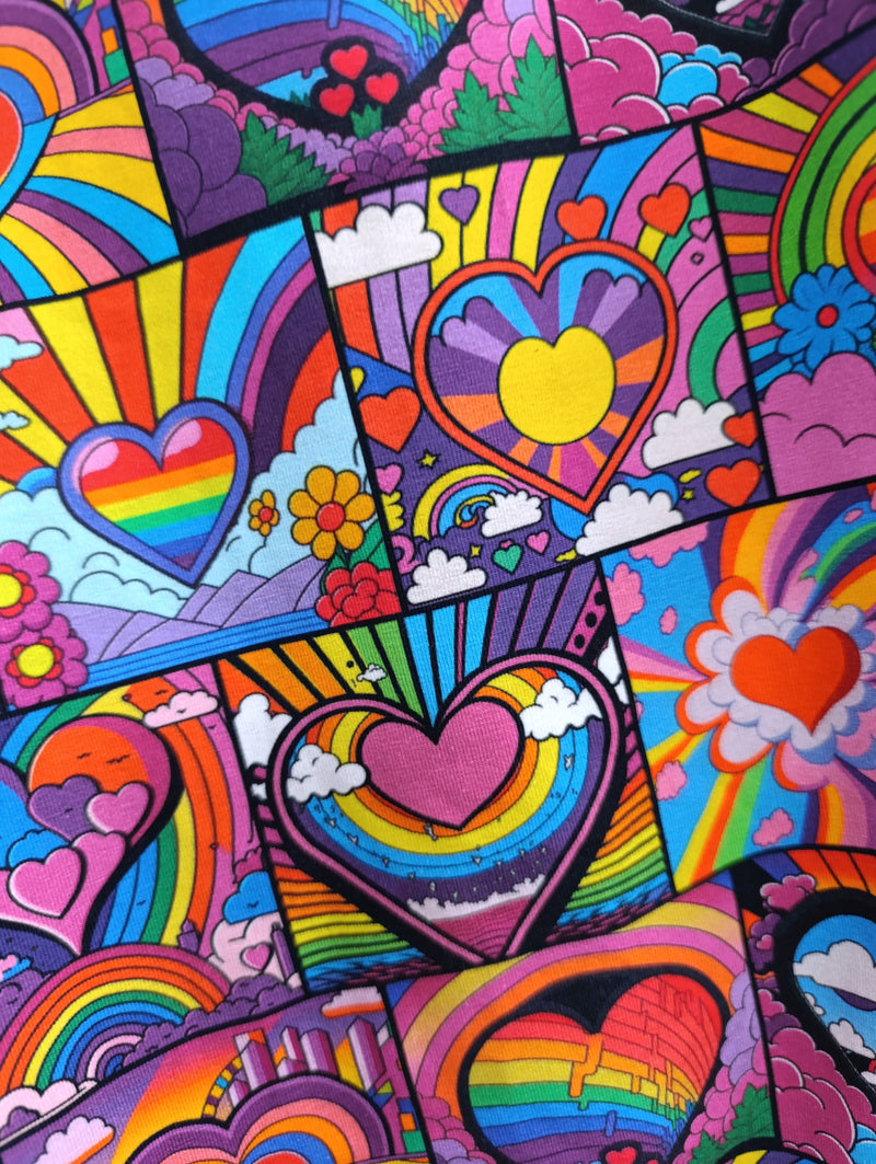 Romper suit - psychedelic hearts (2-3 years)