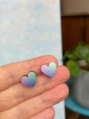 Ombre heart wooden studs